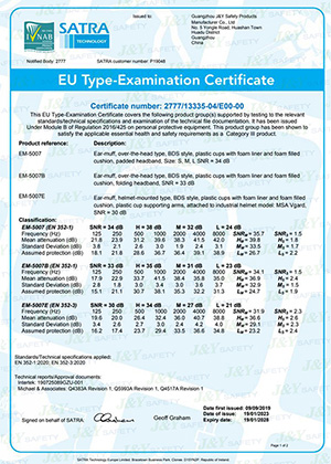  CE Certificados para orejeras 