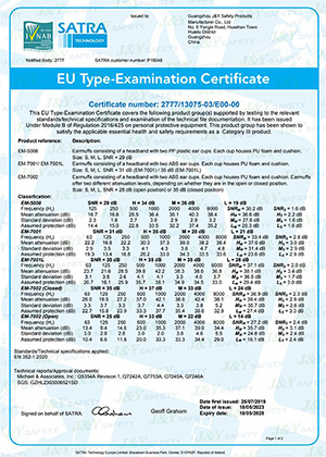  CE Certificados para orejeras 