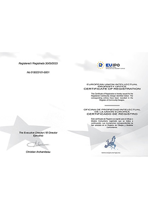 Certificado de patente de diseño de la UE